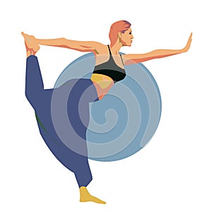 illustration of isolated a girl practising yoga