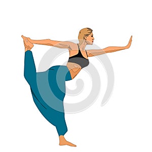 illustration of isolated a girl practising yoga on white background