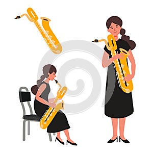 Illustration of isolated musician on white background