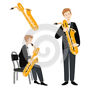 Illustration of isolated musician on white background