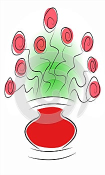 Illustration of isolated red roses, cartoon