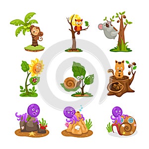 Illustration isolated set of animal