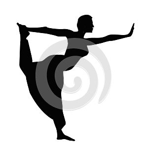 illustration of isolated silhouette of a girl practising yoga