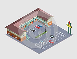 Illustration isometric Motel