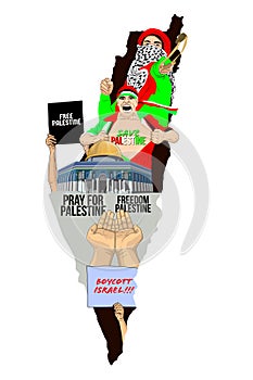 Illustration of Israeli atrocities against the Palestinian people.