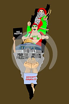 Illustration of Israeli atrocities against the Palestinian people.