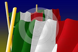 Illustration of Italian Flags on the flagpoles