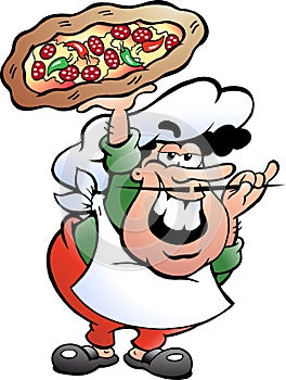 Illustration of an Italian Pizza Baker