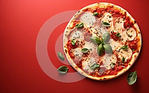 An illustration of an Italian pizza with a vivid and minimalist style, Generative Ai