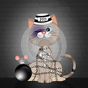 illustration of jailed cat