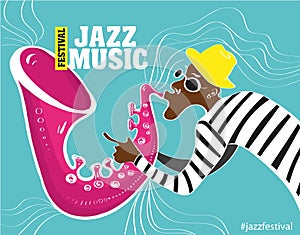 Illustration of a Jazz poster with saxophonist