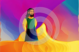 An illustration of Jesus Christ. Journey with Jesus, the Savior. Generative AI