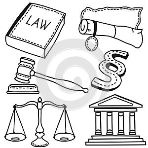 Illustration of judicial icons