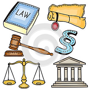 Illustration of judicial icons