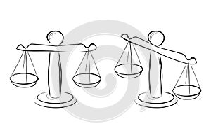 Illustration for Justice, Vector Hand Draw Sketch 2 Position Balance, at white background