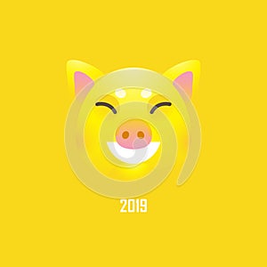 Illustration of kawaii pig, symbol of 2019 on the Chinese calendar.