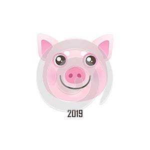 Illustration of kawaii pig, symbol of 2019 on the Chinese calendar.