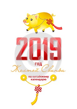 Illustration of kawaii pig, symbol of 2019 on the Chinese calendar.