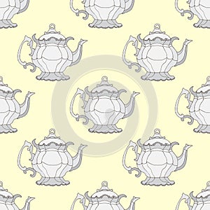 Illustration kettles. Seamless pattern with teapots.