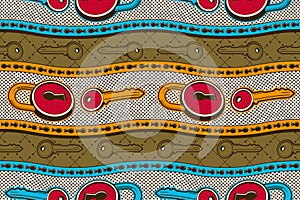 illustration of a key African Tribal Abstract Vibrant Textile Art 12
