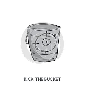 Illustration of kick the bucket idiom