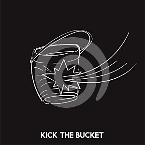 Illustration of kick the bucket idiom