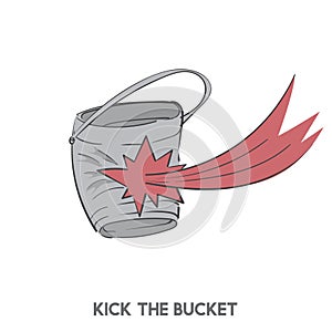 Illustration of kick the bucket idiom photo