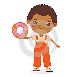 Illustration Of Kid With Donut