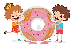 Illustration Of Kid With Donut