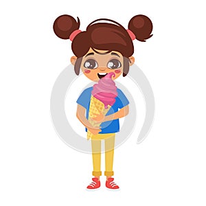 illustration of kid eating an ice cream