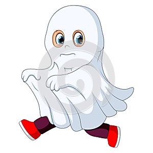 Kid in a ghost costume running