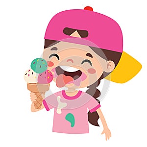 Illustration Of Kid With Ice Cream