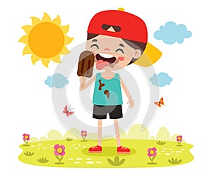 Illustration Of Kid With Ice Cream