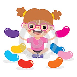 Illustration Of Kid With Jelly Bean