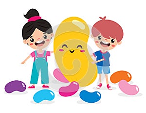 Illustration Of Kid With Jelly Bean