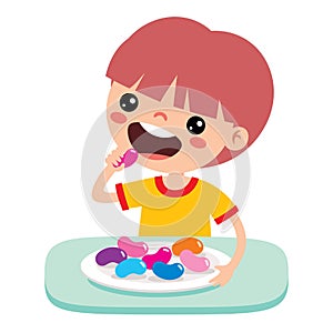 Illustration Of Kid With Jelly Bean