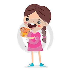 Illustration Of Kid With Muffin
