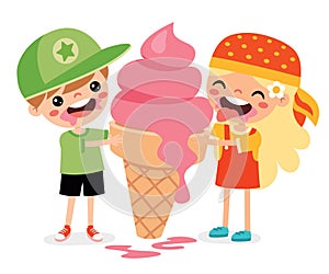 Illustration Of Kids With Ice Cream