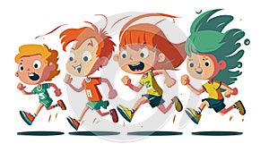 Illustration of Kids Participating in a Marathon photo