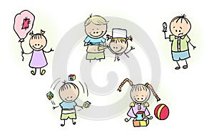 Illustration of Kids Playing with Ball Balloon