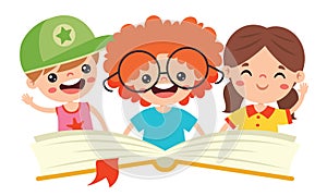 Illustration Of Kids Reading Book