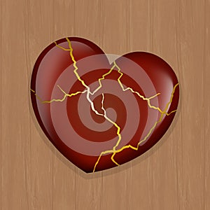 Illustration of kintsugi heart photo