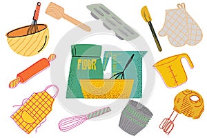 Illustration of kitchen items