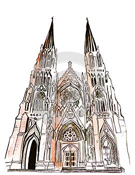 Illustration known worldwide St Patrick`s Cathedral