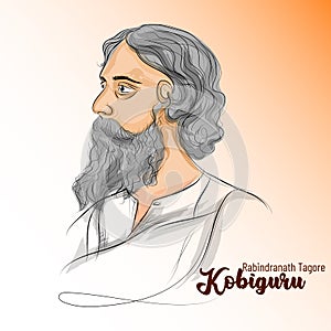 Kobiguru Rabindranath Tagore a well known poet, writer, playwright, composer, philosopher, social reformer and painter photo