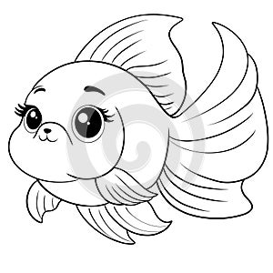 Illustration of koi fish in black outline color. Good for children coloring book or children education