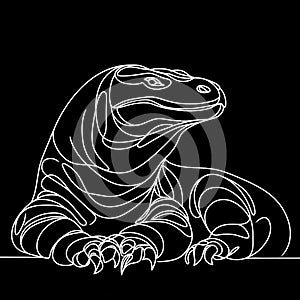 A illustration of a Komodo dragon featuring its elongated tail and razor- sharp claws.