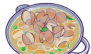Illustration of Korean clam soup in color