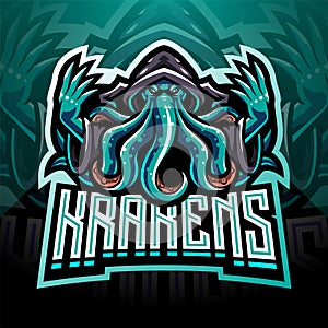 Kraken octopus esport mascot logo design photo