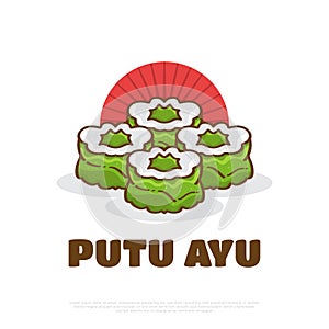 Illustration of Kue Putu Ayu, Indonesian Traditional Cake. Steamed Cake Vector
